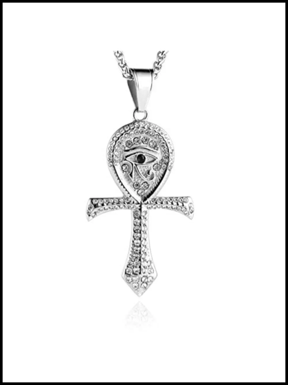 Egyptian Eye of Horus Ankh Cross Pendant Necklace Stainless Steel Religious